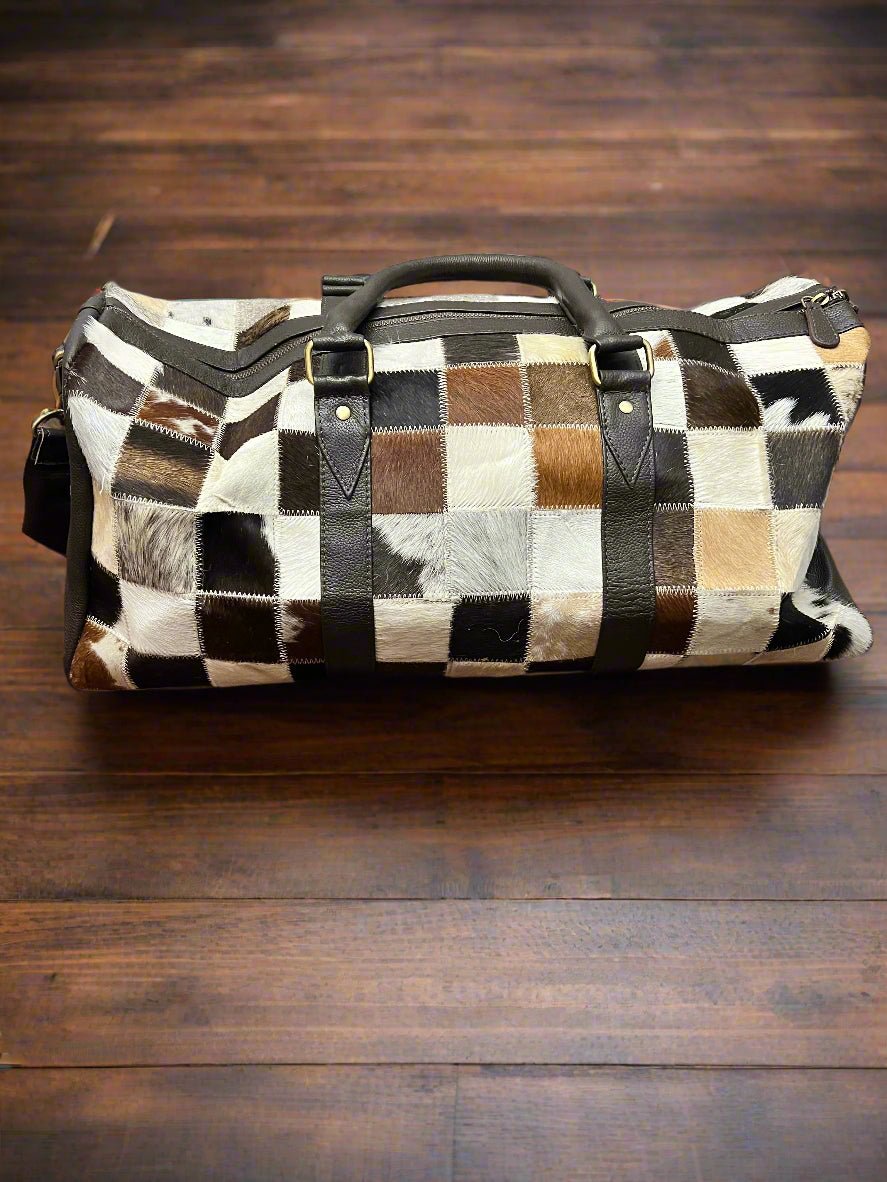 Cowhide Patch Duffle Bag