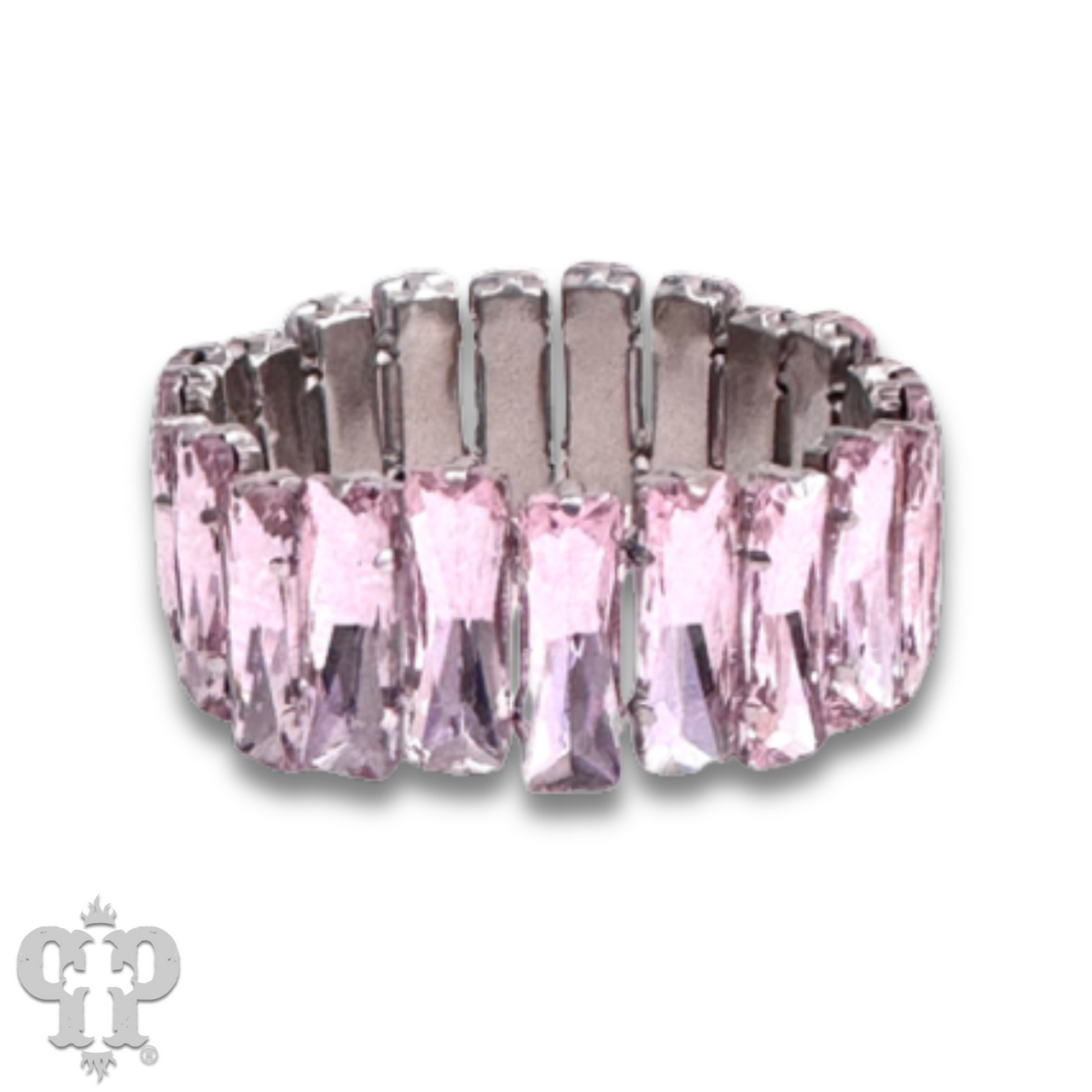 Faceted rectangle rhinestone stretch bracelet