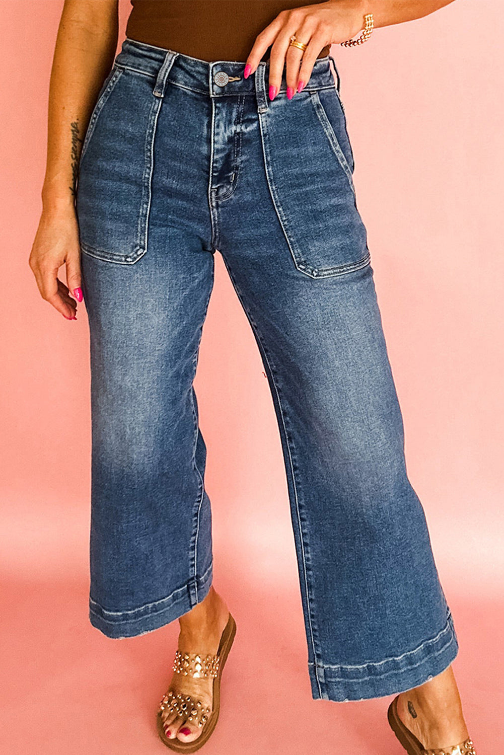Ashleigh Blue Cropped High Rise Wide Leg Jeans