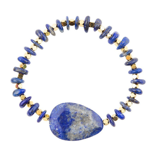 Dreamy  Blue Lapis Chunky Golden Bracelet