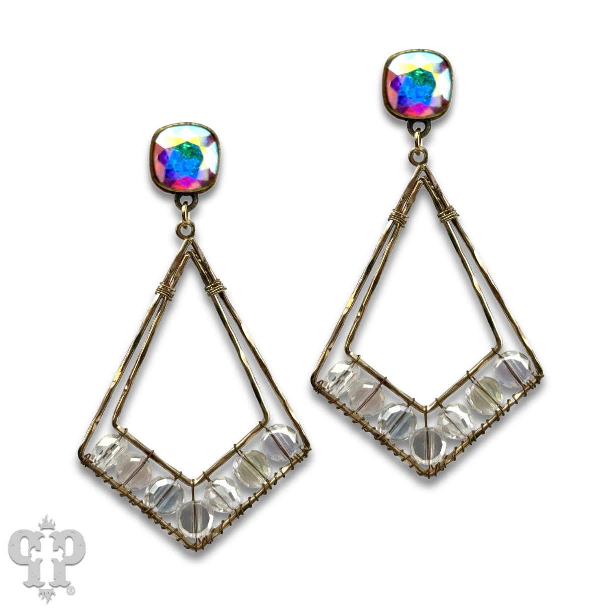 Pointed teardrop earring, Austrian crystal