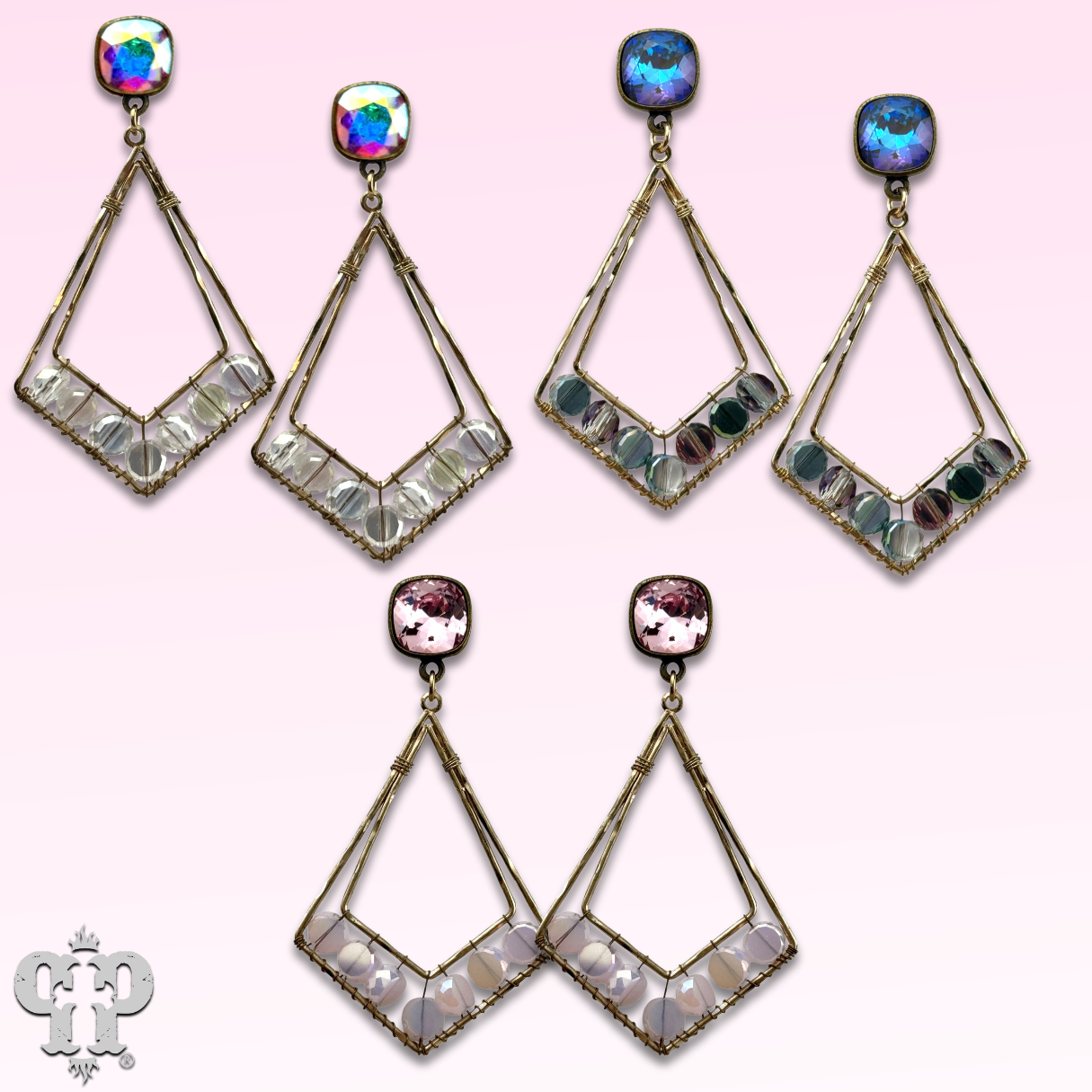 Pointed teardrop earring, Austrian crystal