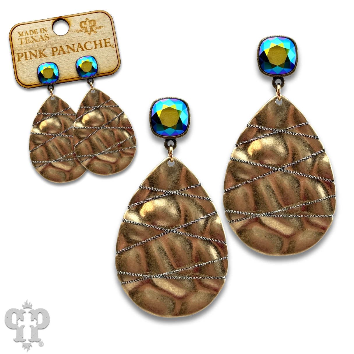 Sparkling thread teardrop earring, Austrian crystal