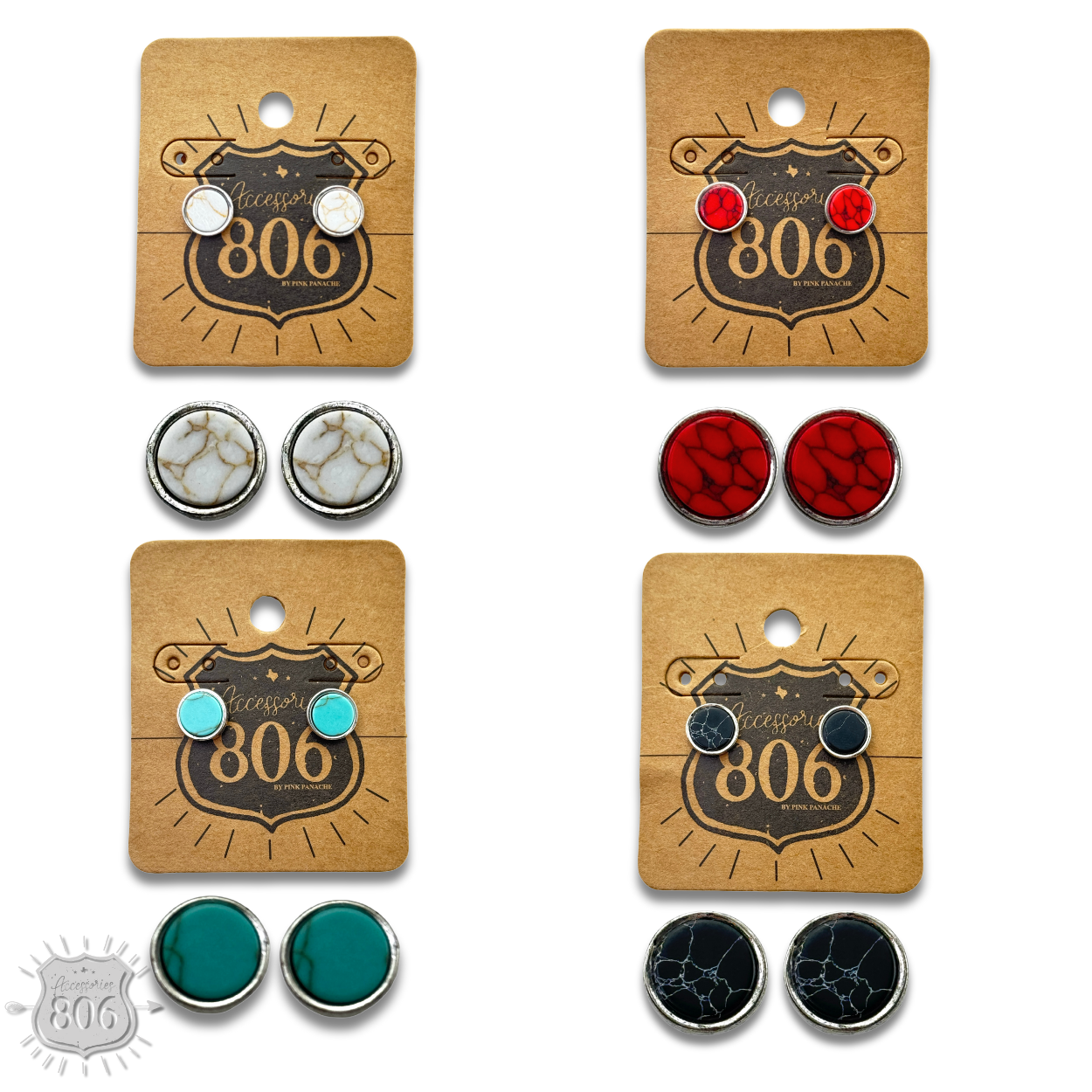 Round stone post earring