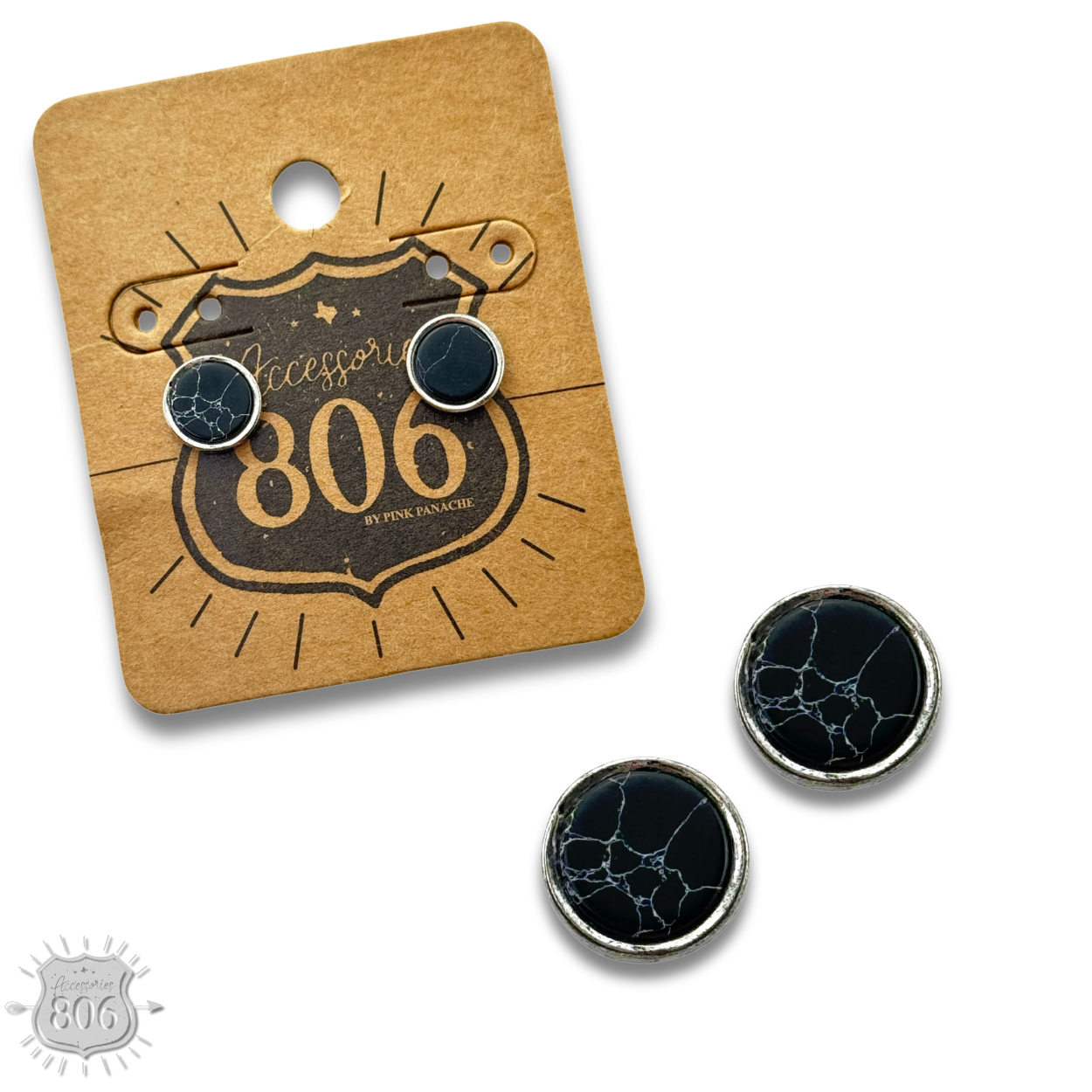 Round stone post earring