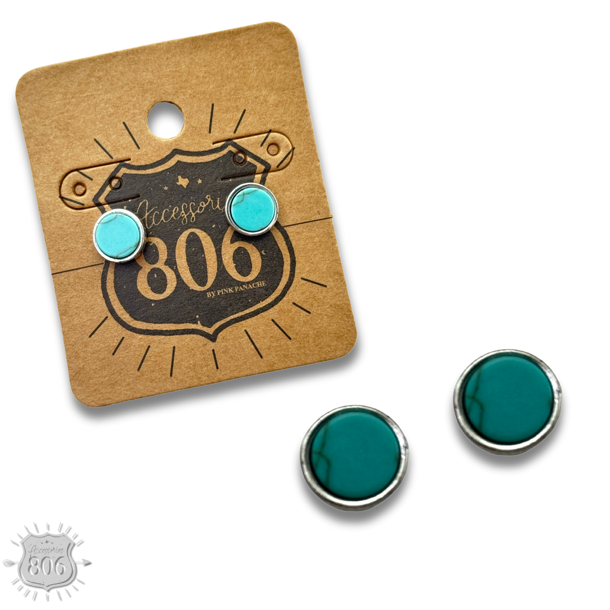 Round stone post earring