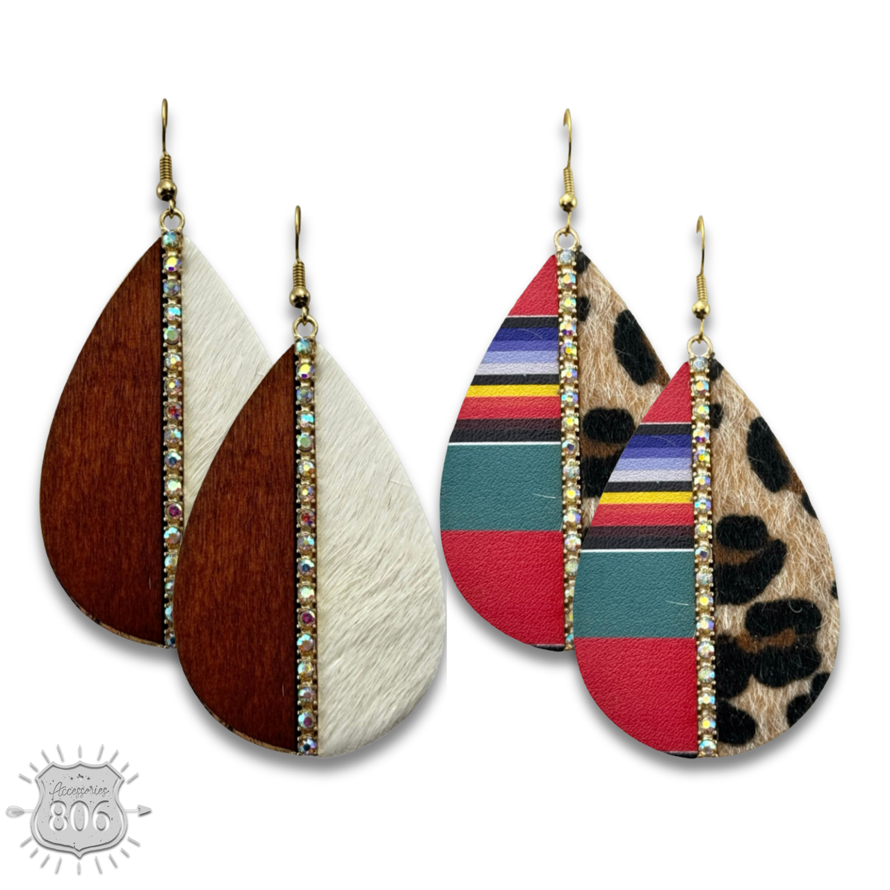 Mixed media teardrop earring