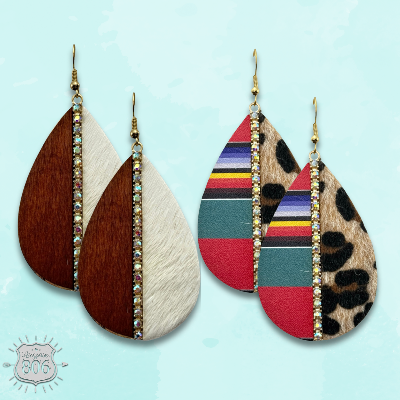 Mixed media teardrop earring