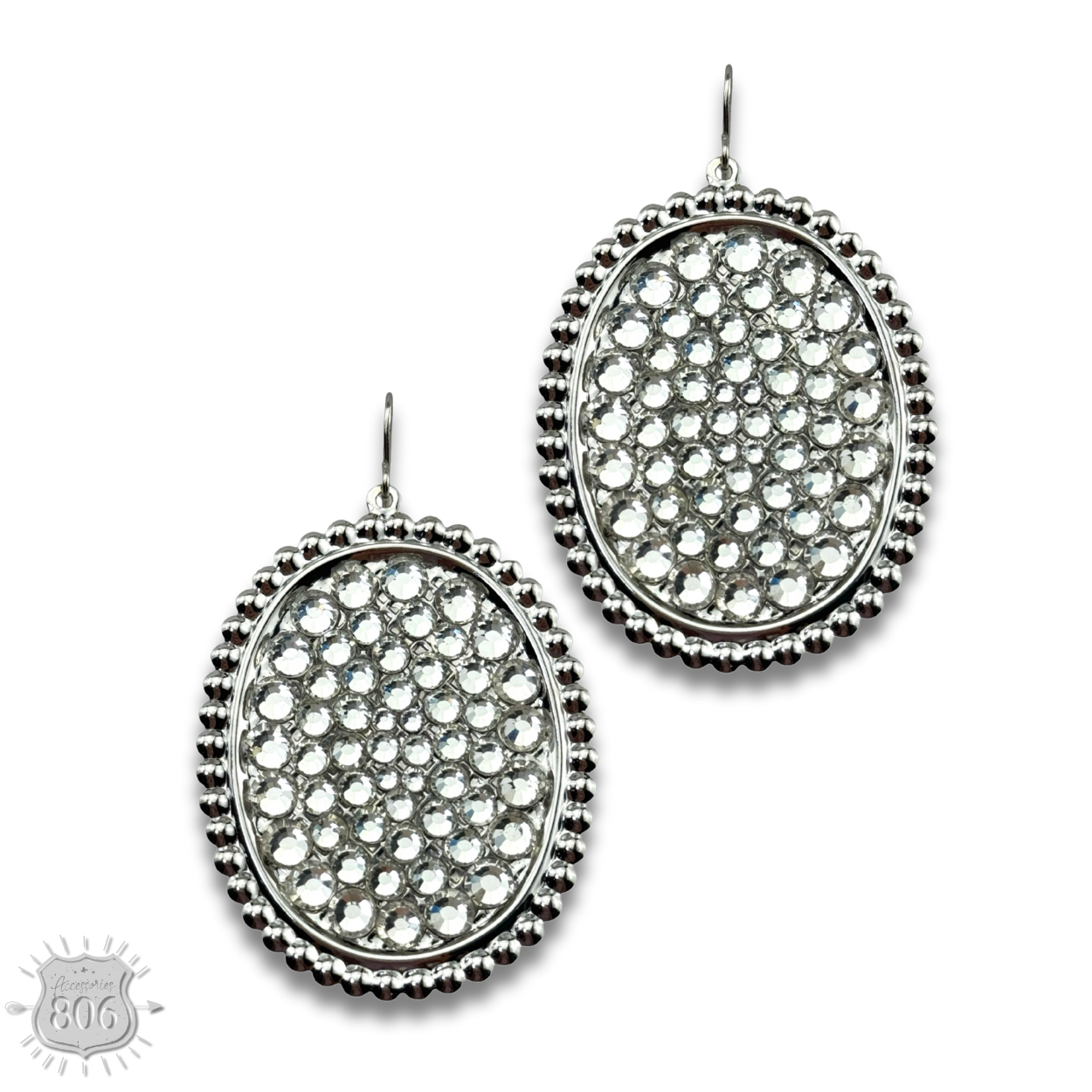 Rhinestone filled oval earring