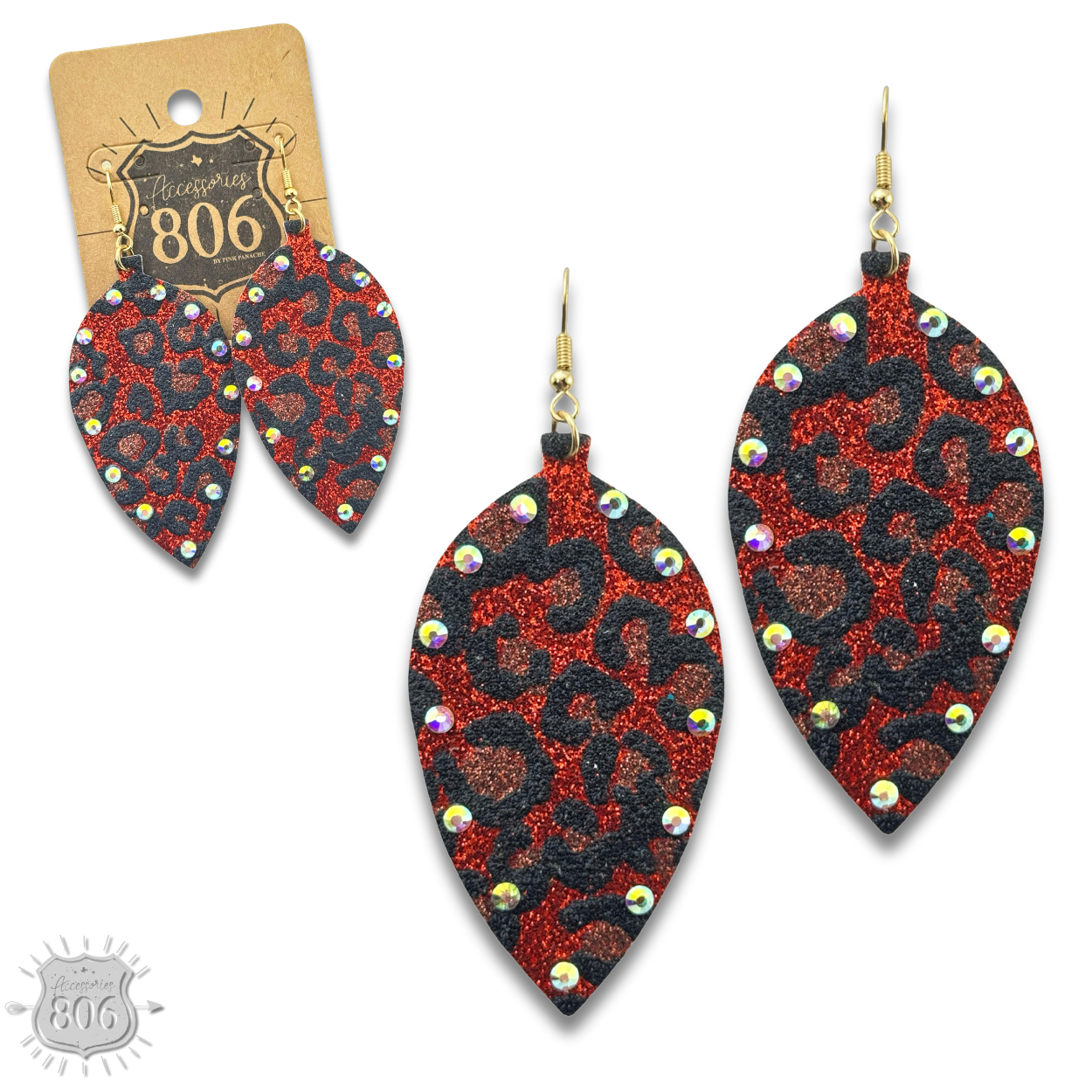 Petal shaped earring with rhinestones