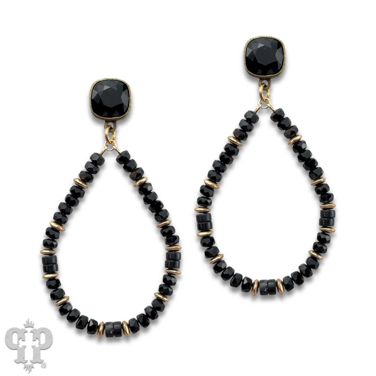 Beaded teardrop and Austrian crystal dangle earring