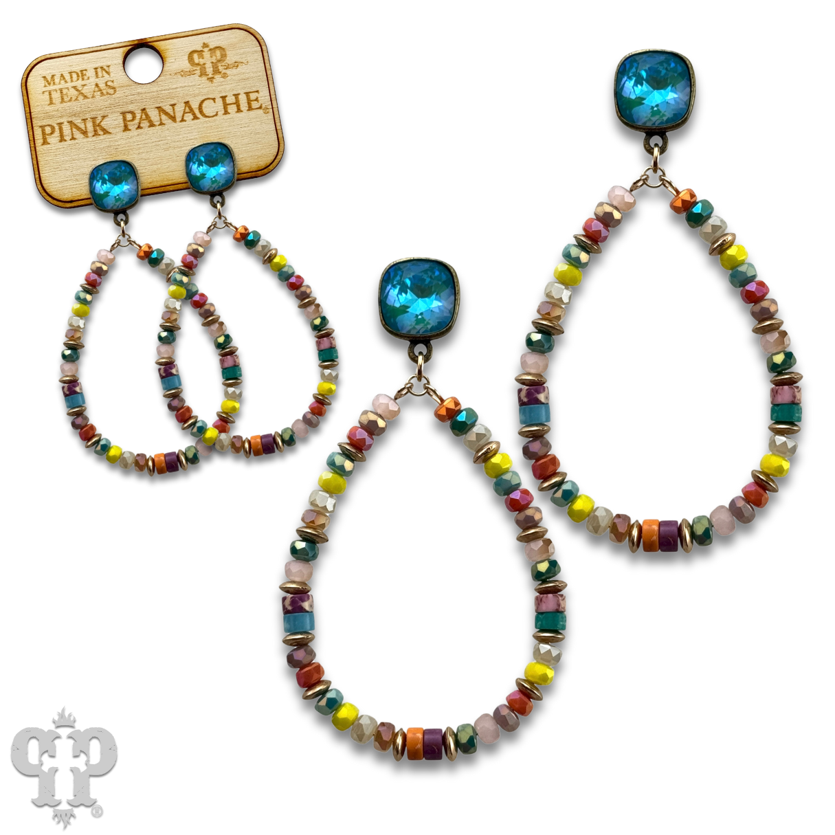 Beaded teardrop and Austrian crystal dangle earring