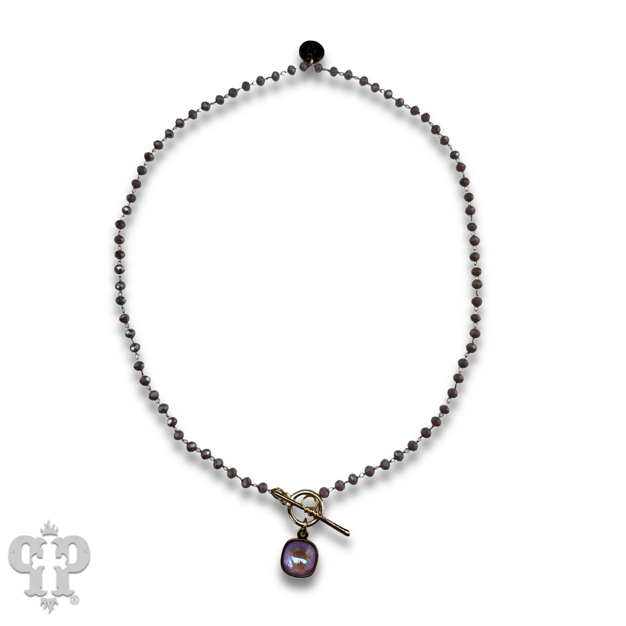 Linked lavender bead necklace, Austrian crystal