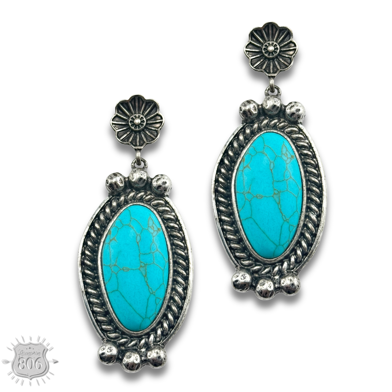 Western oval stone teardrop earring