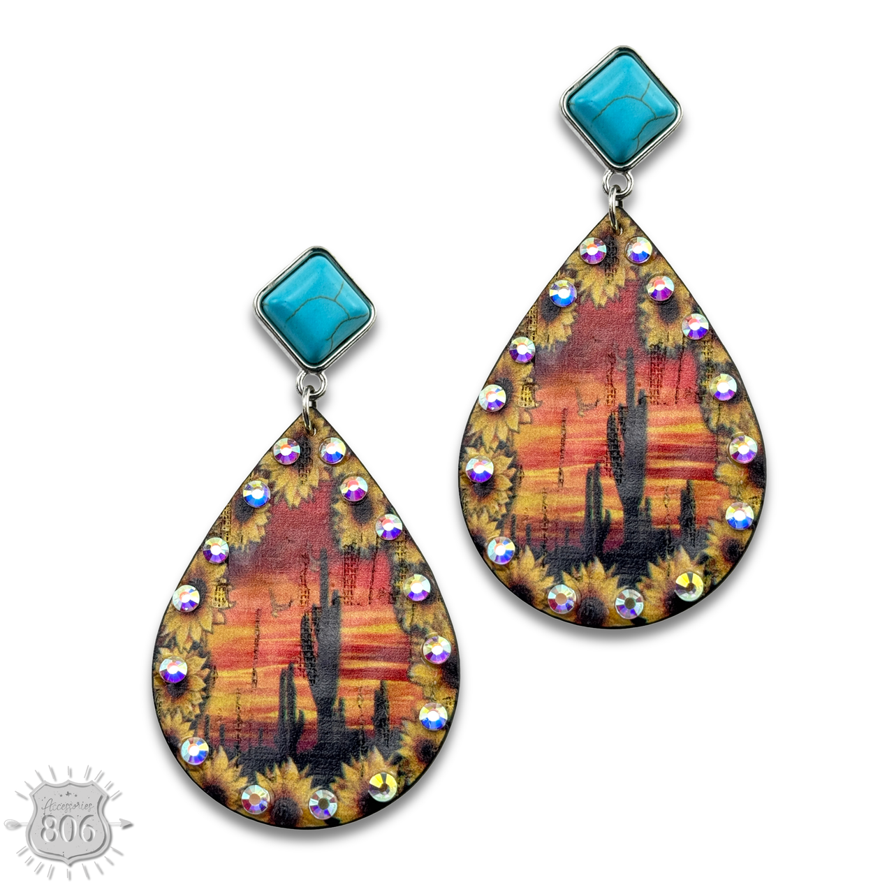 Desert scene teardrop earring