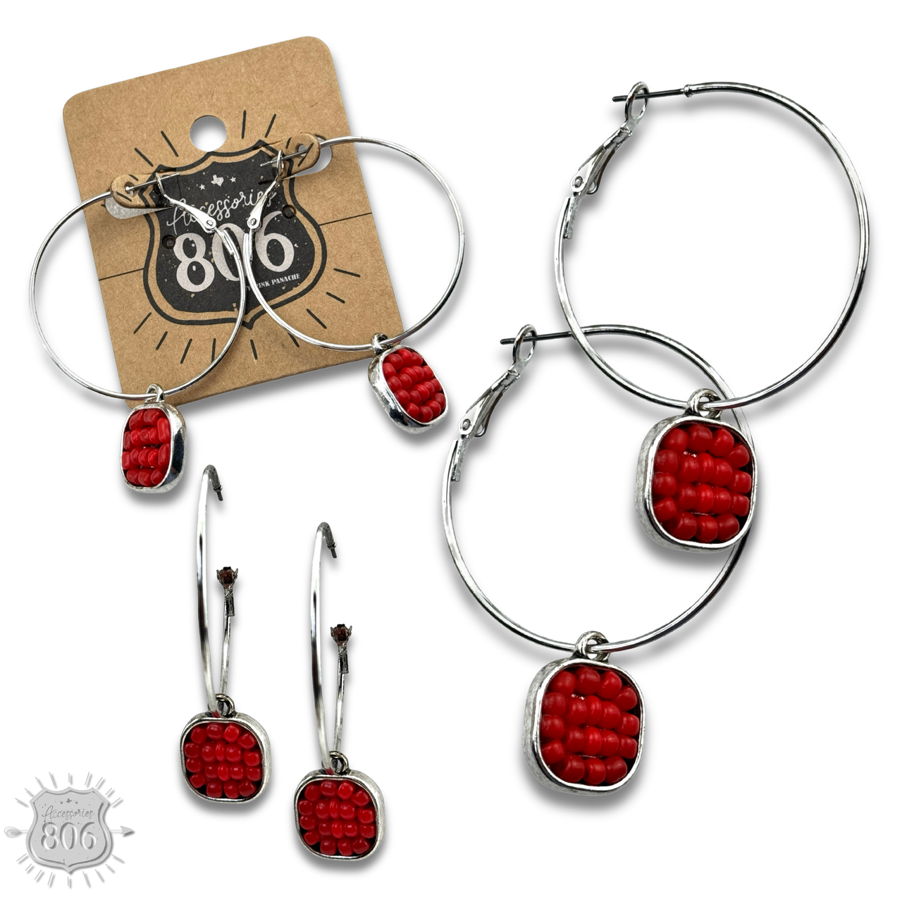 Seed bead hoop and charm earring