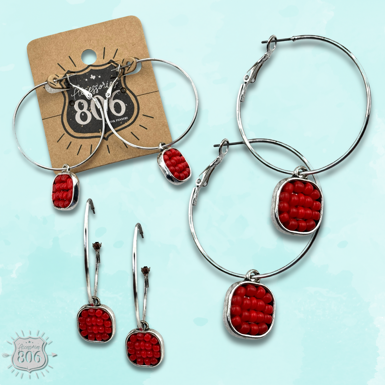 Seed bead hoop and charm earring