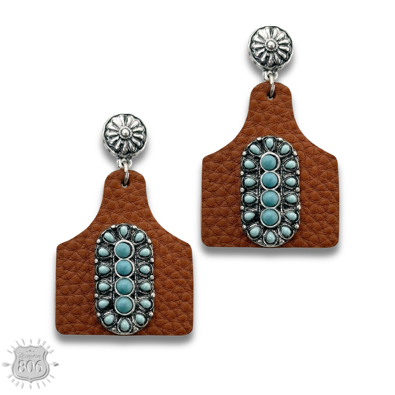 Pebbled ear tag earring,stone center