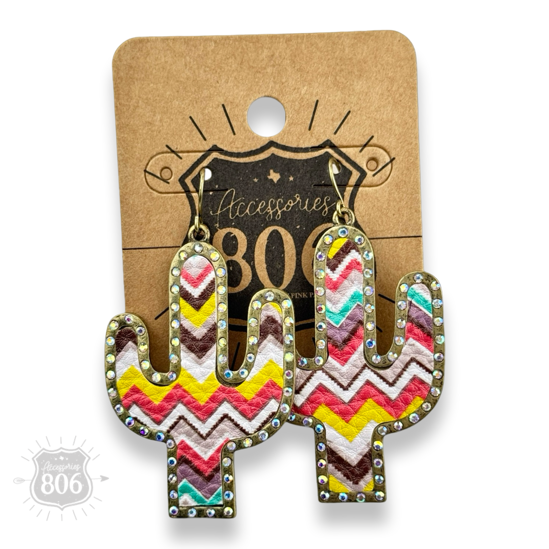 Multi-color zig zag cactus earring