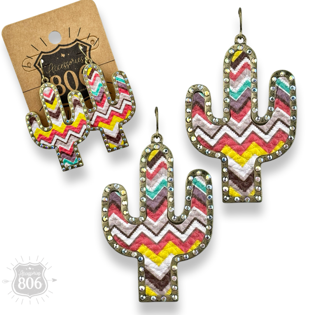 Multi-color zig zag cactus earring