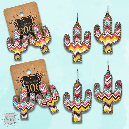 Multi-color zig zag cactus earring