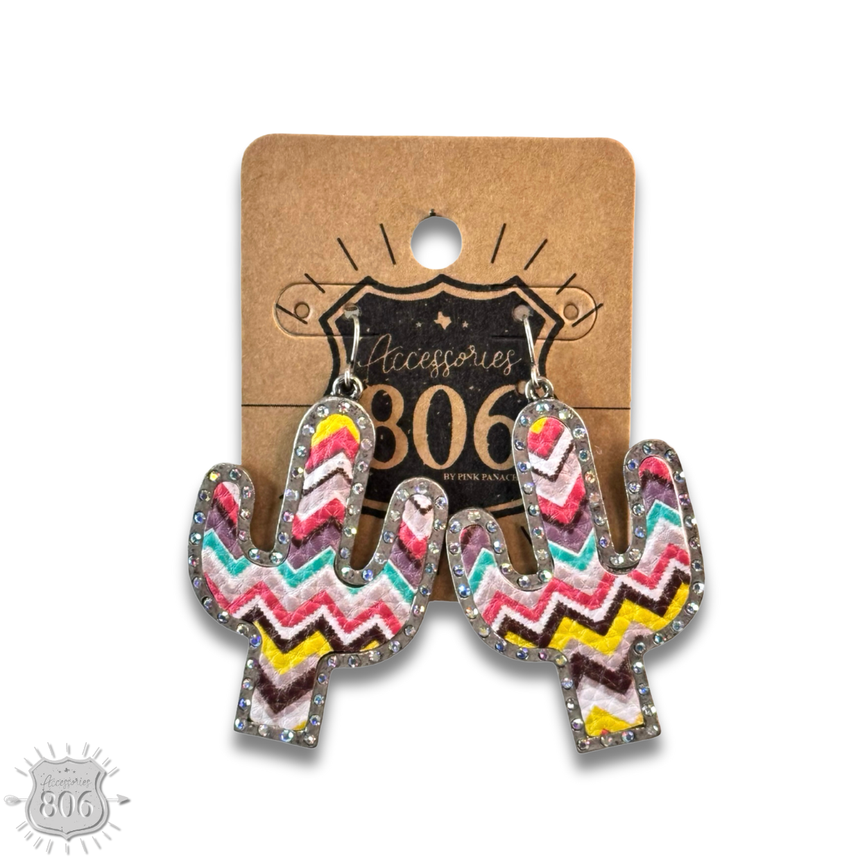 Multi-color zig zag cactus earring