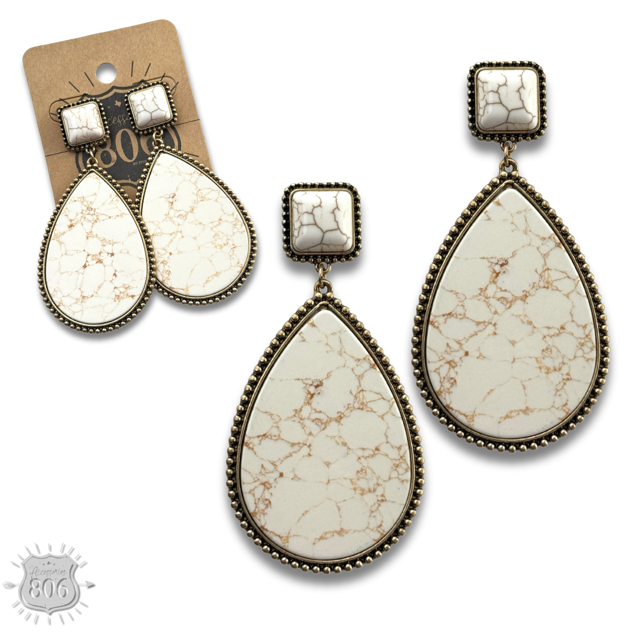 Solid stone teardrop earring