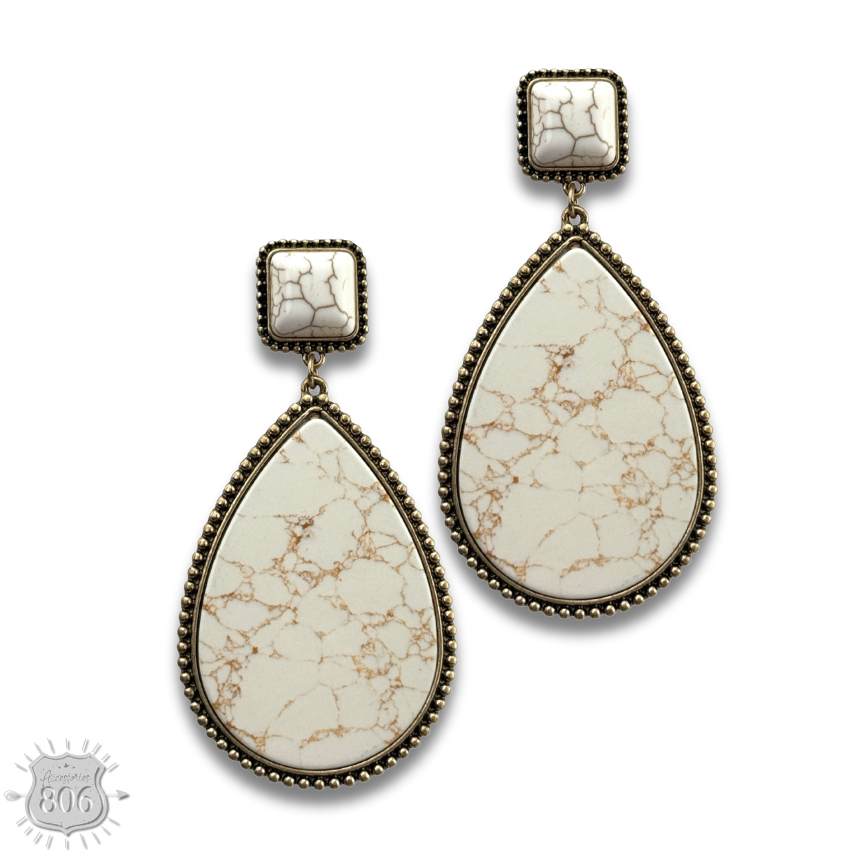 Solid stone teardrop earring
