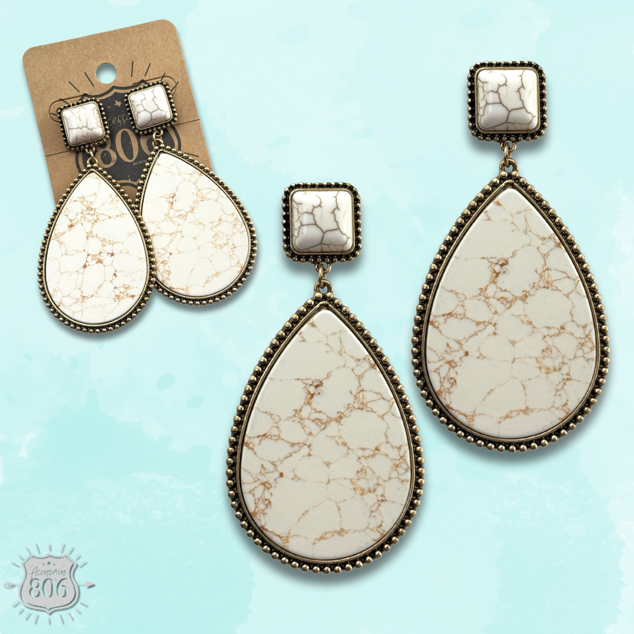 Solid stone teardrop earring