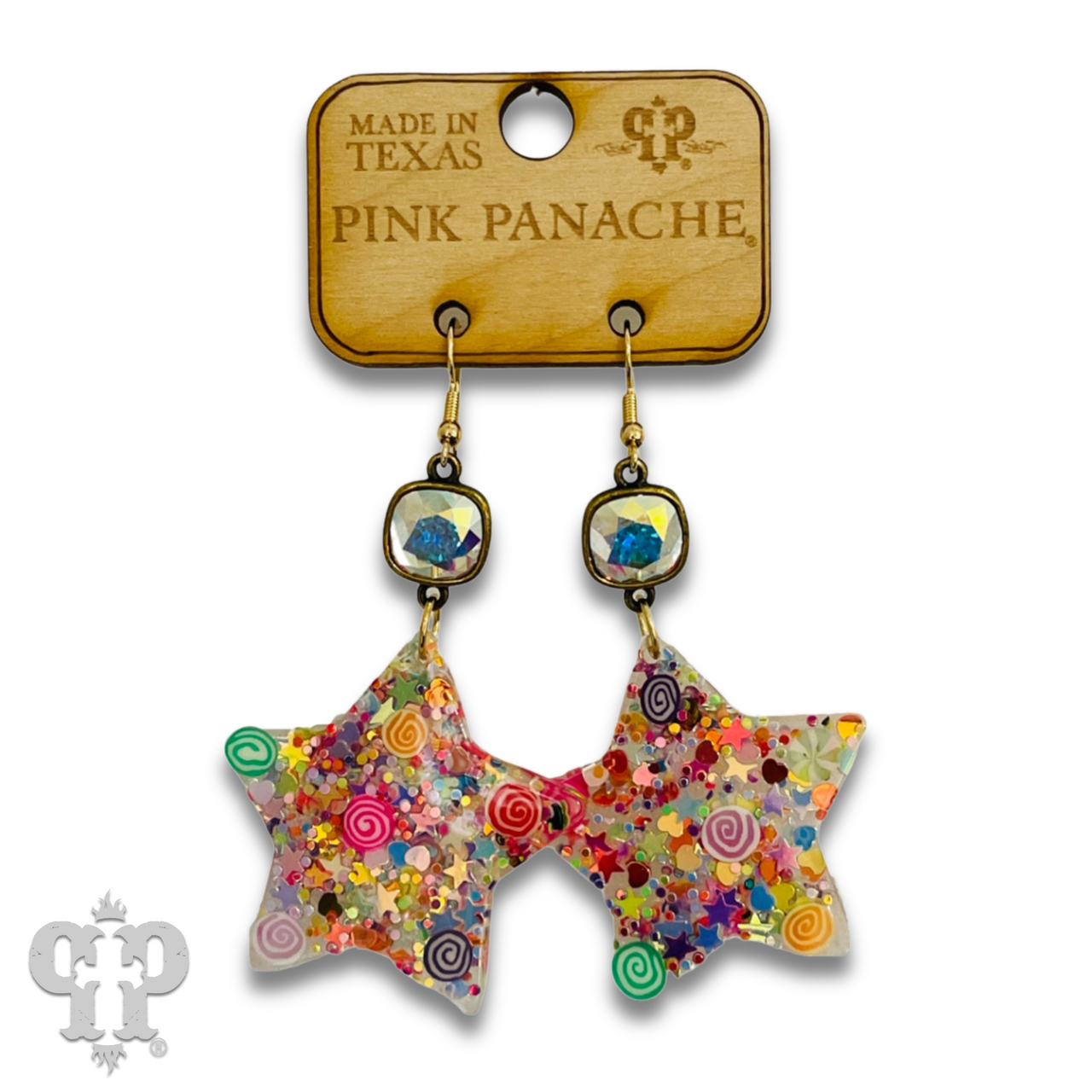 Acrylic earring with Austrian crystal