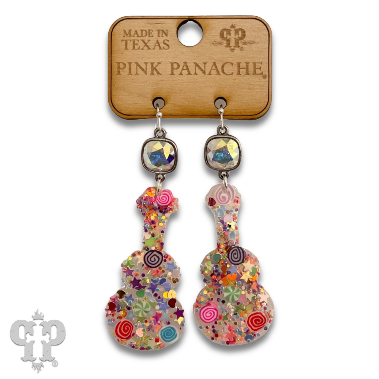 Acrylic earring with Austrian crystal