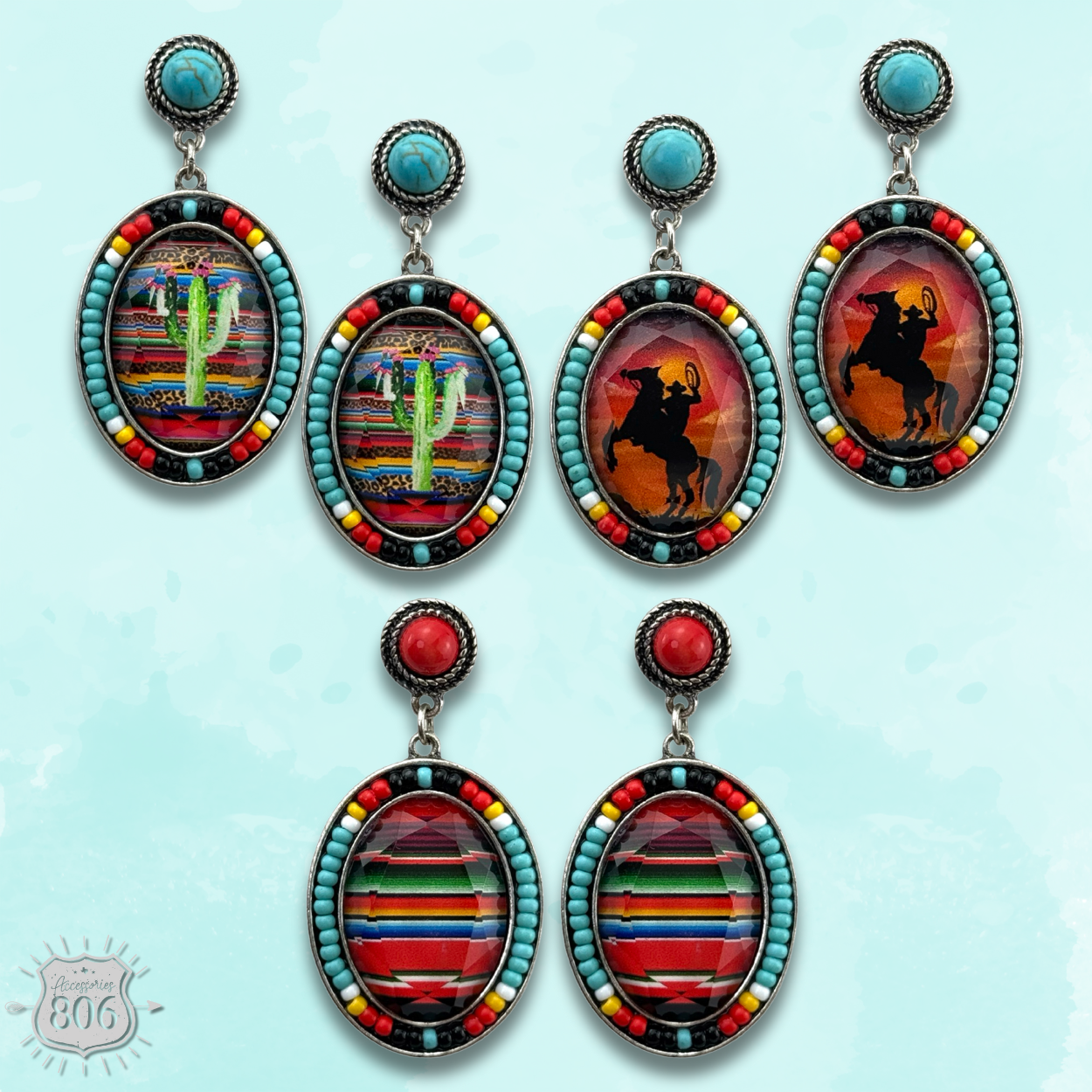 Small oval seed bead earring