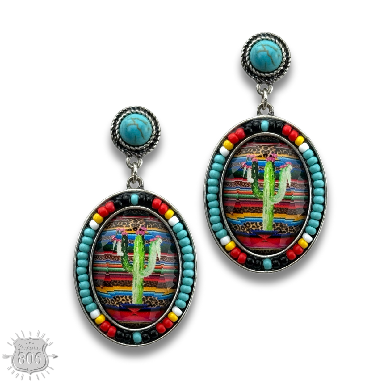 Small oval seed bead earring