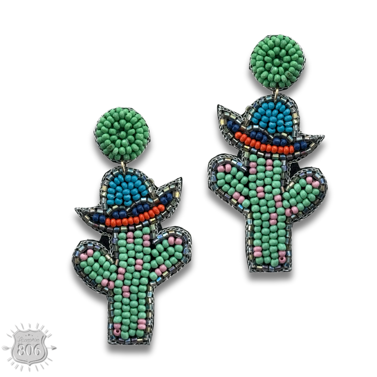 Seed bead cactus earring