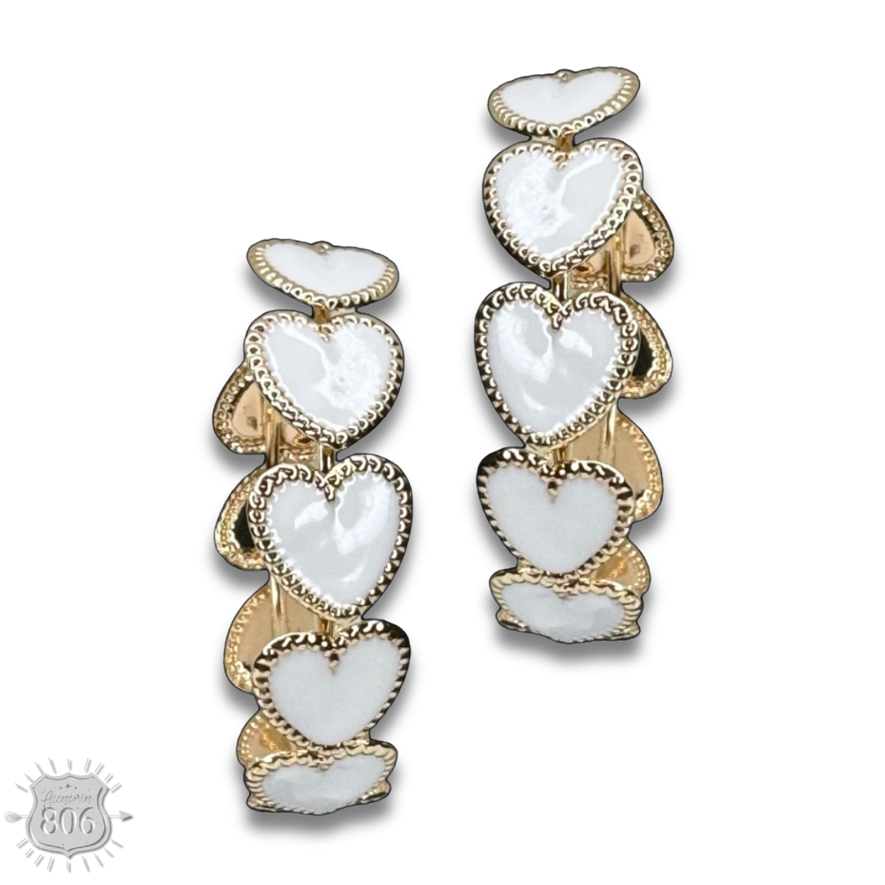 Enamel heart hoop earring
