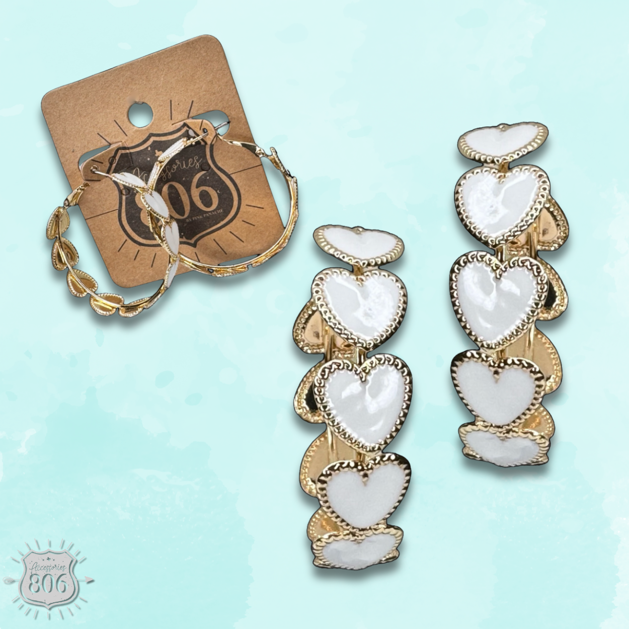 Enamel heart hoop earring