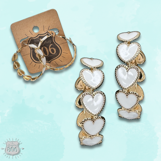 Enamel heart hoop earring