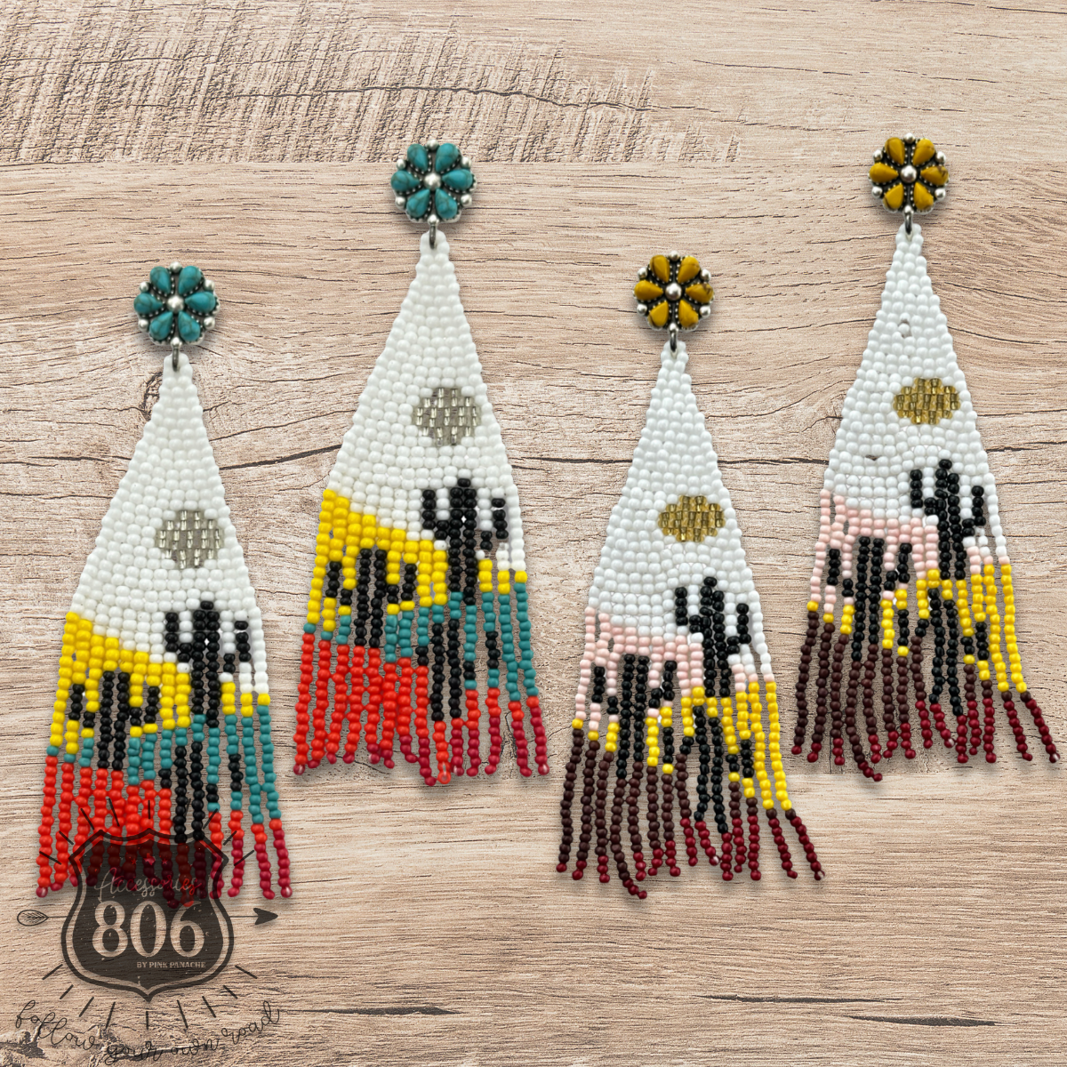 Beaded cactus scene earring
