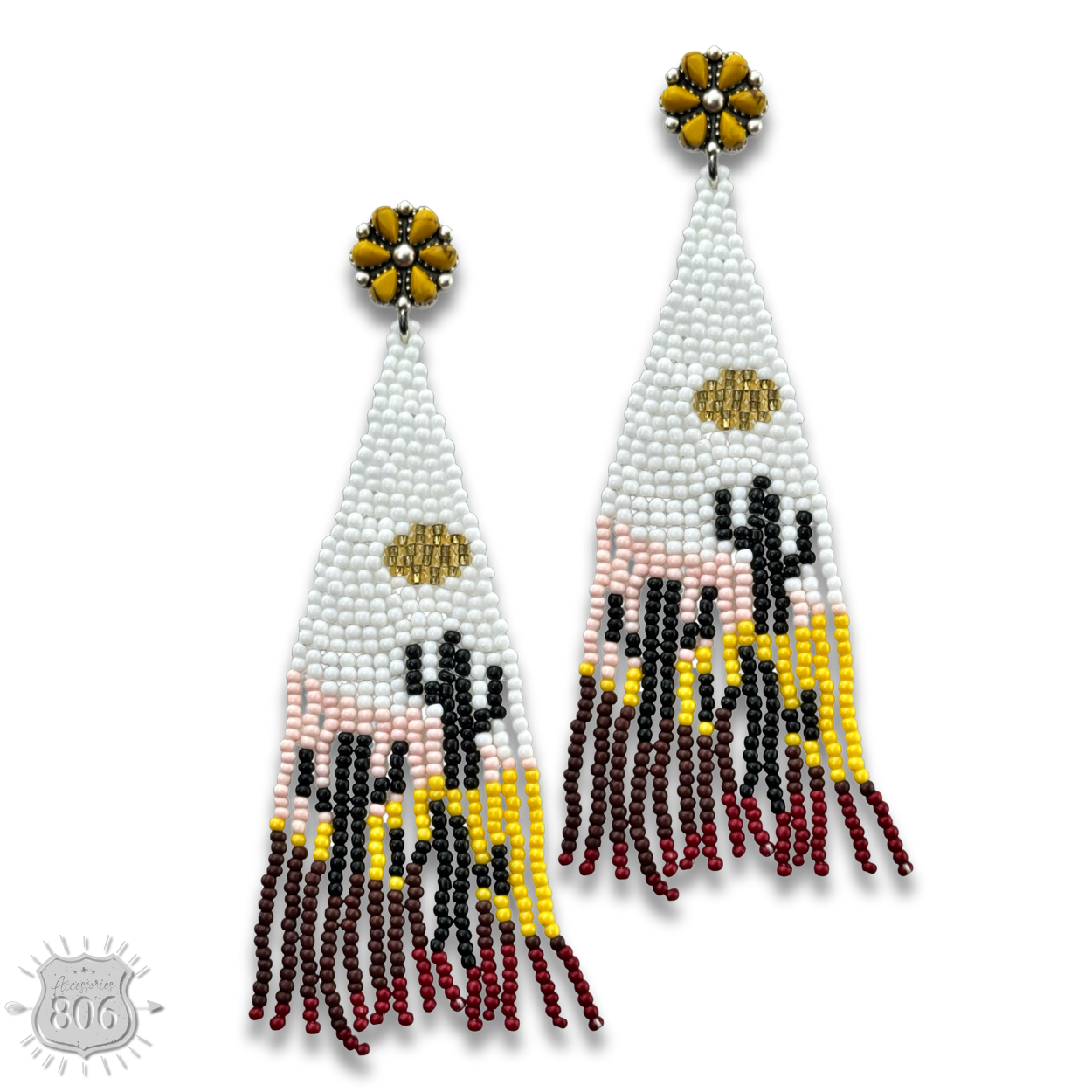 Beaded cactus scene earring