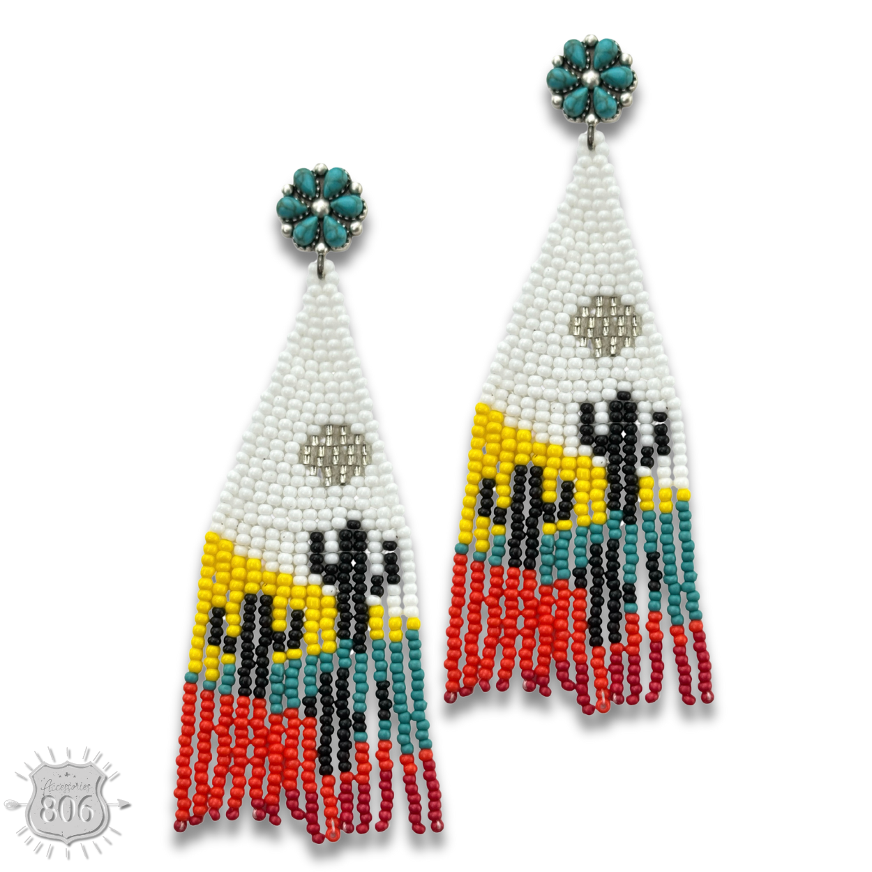 Beaded cactus scene earring