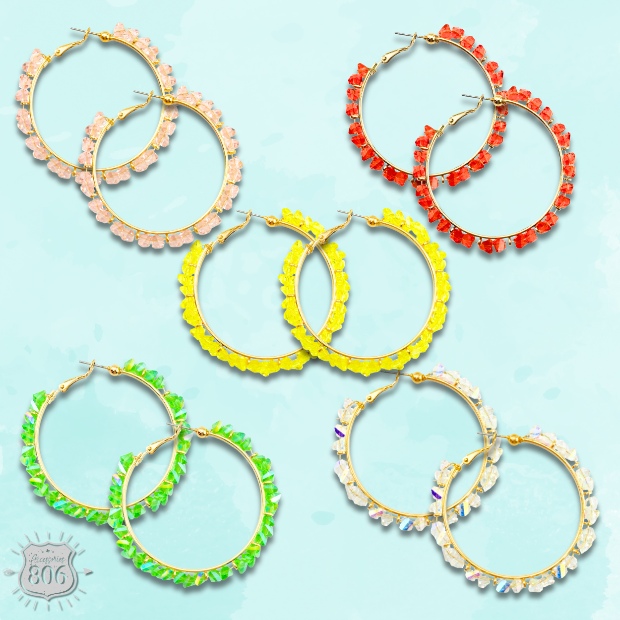 Crystal chip hoop earring