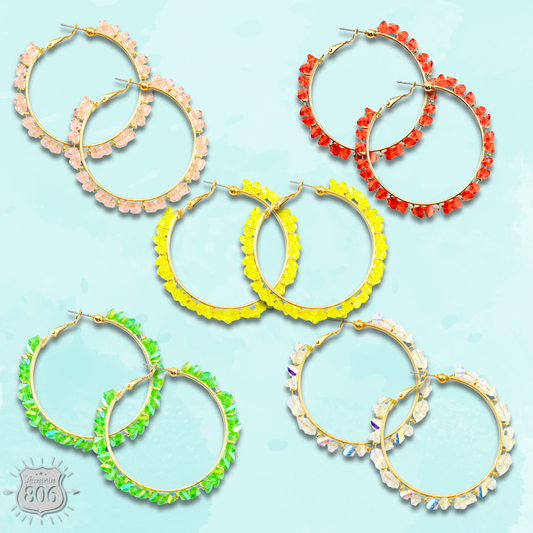 Crystal chip hoop earring