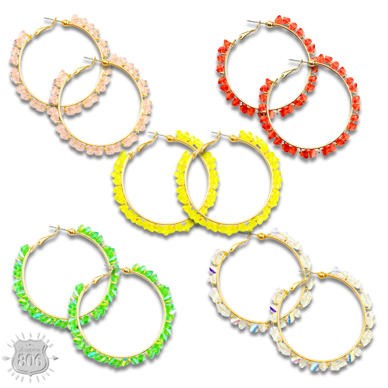 Crystal chip hoop earring
