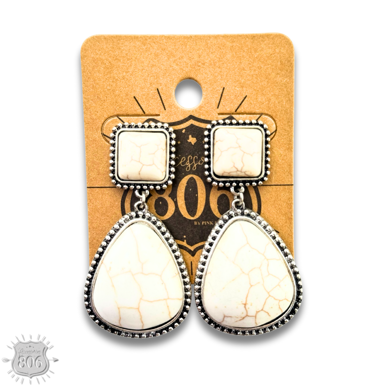 White stone teardrop earring