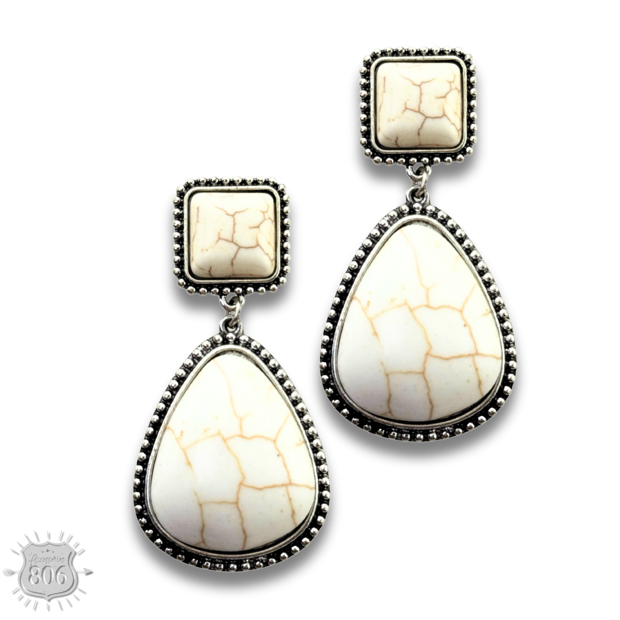 White stone teardrop earring