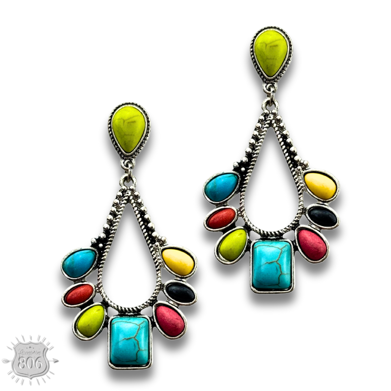 Decorative stone chandelier earring