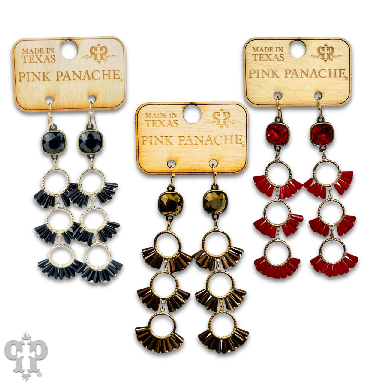 Triple fluted bead earring, Austrian crystal