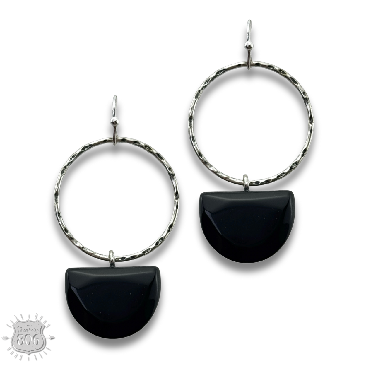 Stone half circle earring