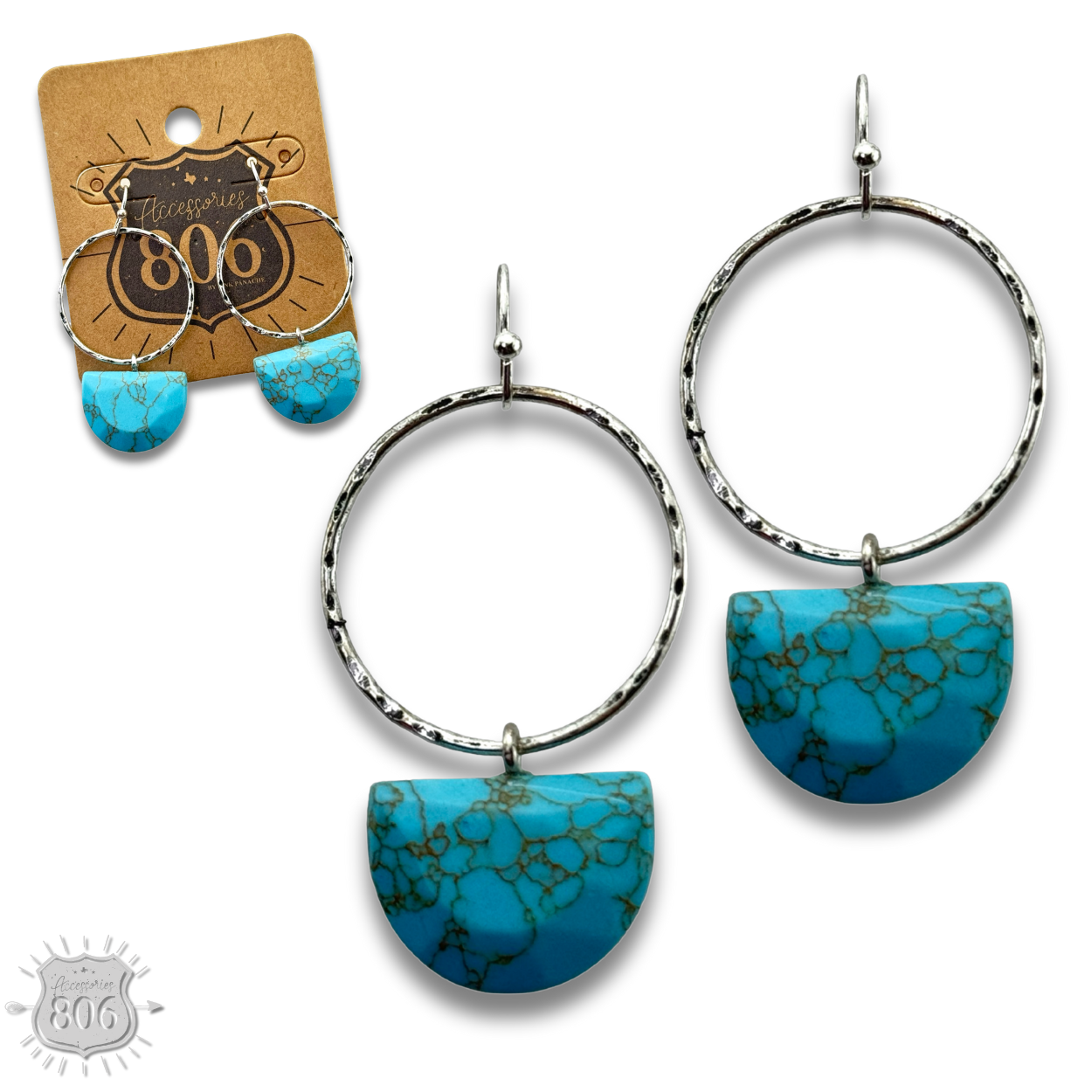 Stone half circle earring