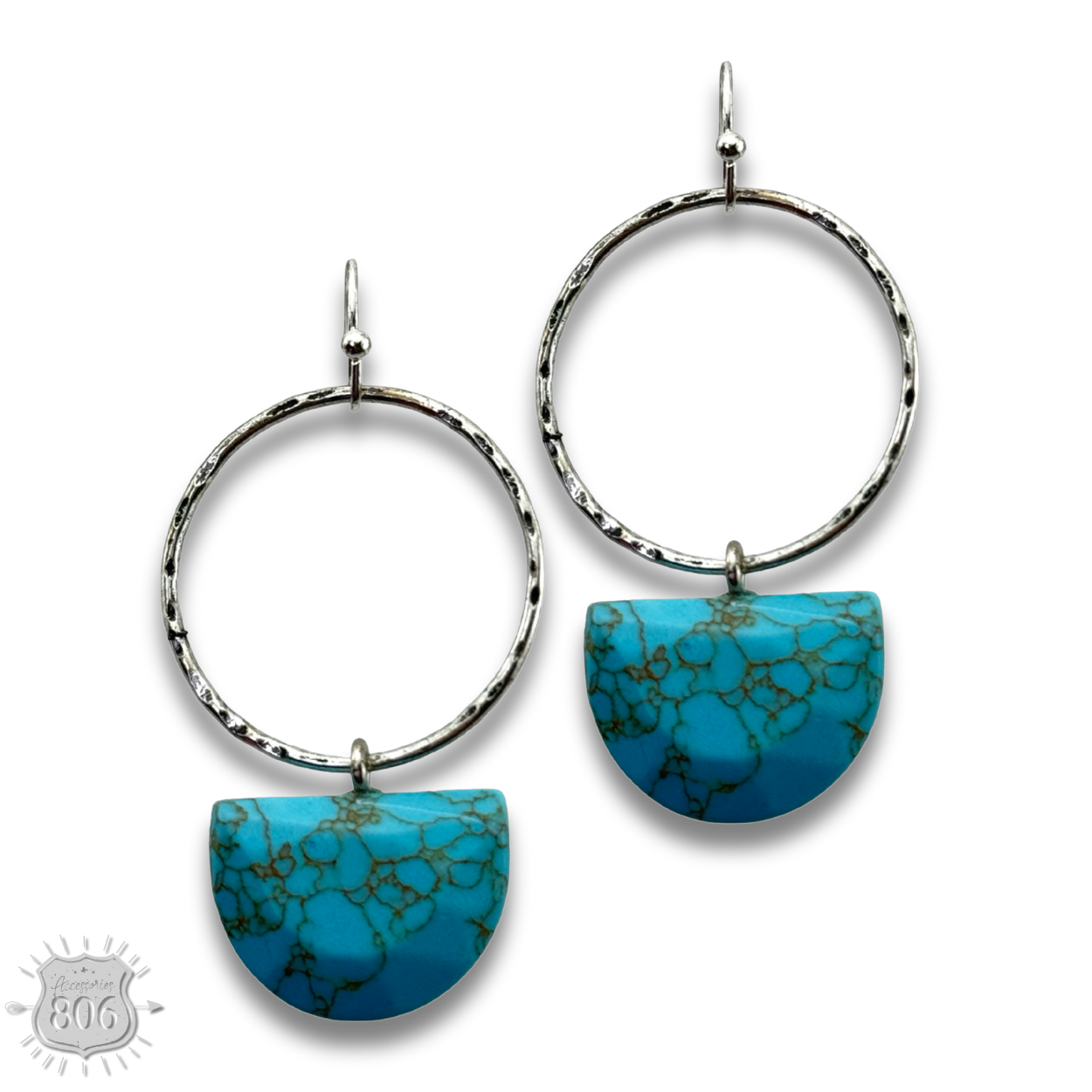 Stone half circle earring